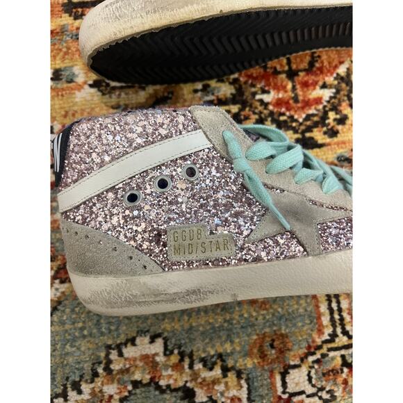Golden Goose Mid Star Glitter Sneakers Pink Blue Size 39 US 9 - Picture 8 of 9